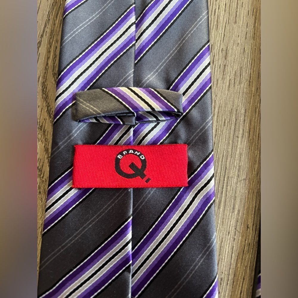 Brand Q Elegant Striped Purple Tie - Picture 3 of 5